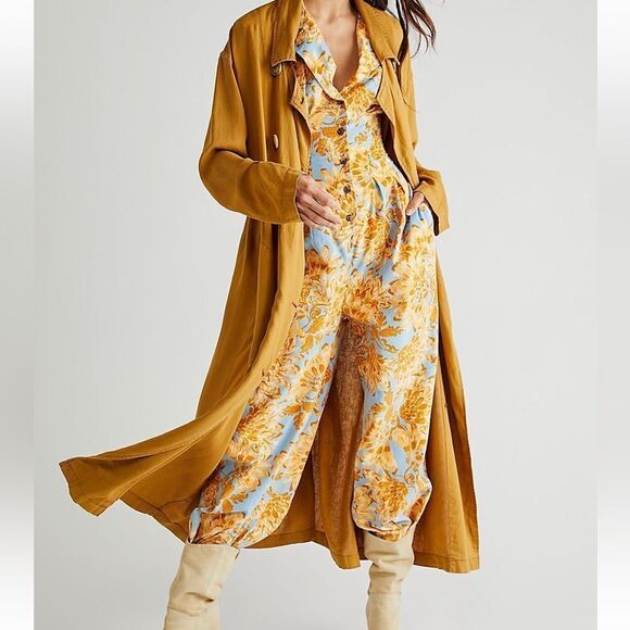 RARE Free People Courdoroy Flowered Jumpsuit - Picture 1 of 5